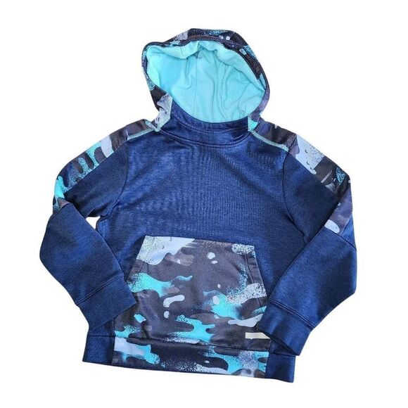 Russell Athletics Boys Tops, Navy Camo Print Hoodie With Kangaroo Pocket, Sz 6-7 - Picture 1 of 7